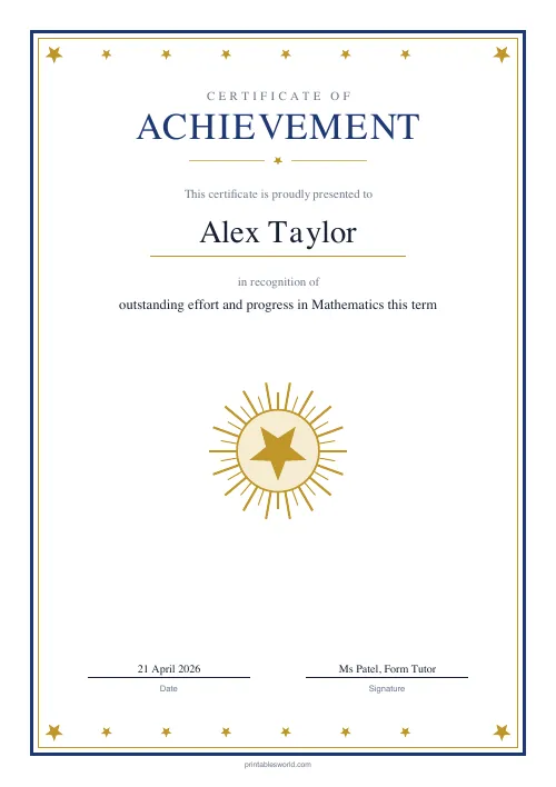 Free printable achievement certificate (Royal Navy), PDF download