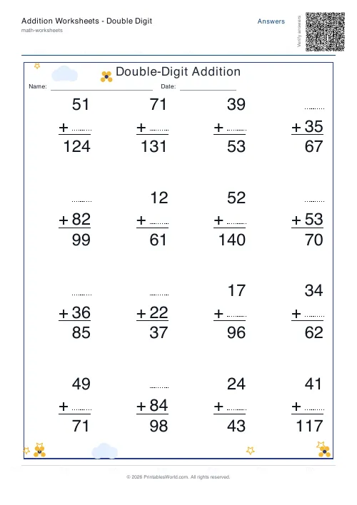 Free printable addition worksheet — Find the missing number — PDF download