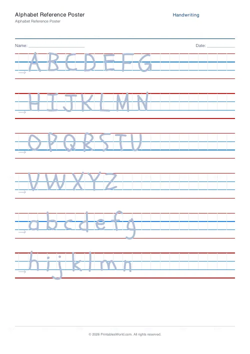 Free printable handwriting practice (Schoolbell), PDF download