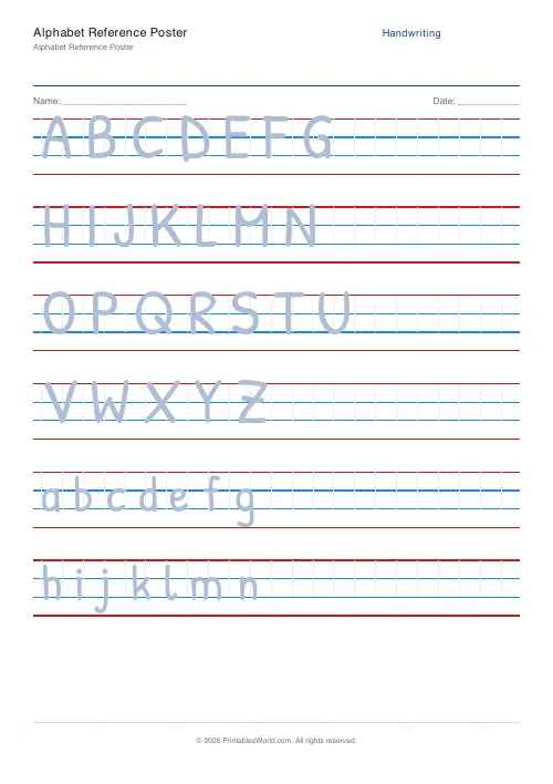 Free printable handwriting practice (Solid trace), PDF download