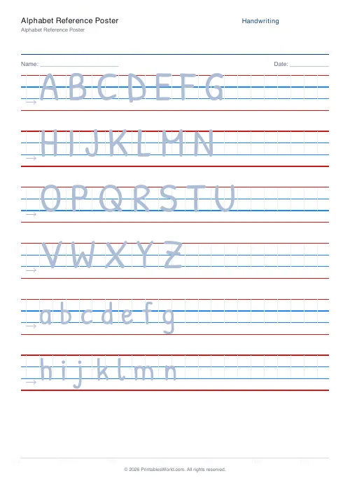 Free printable handwriting practice (Patrick Hand), PDF download