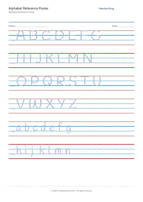 Free printable handwriting practice (Handlee), PDF download