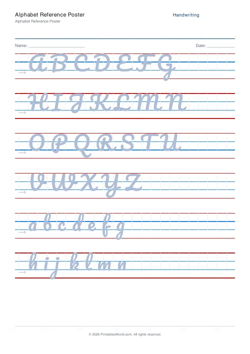 Free printable handwriting practice (Pacifico (cursive)), PDF download