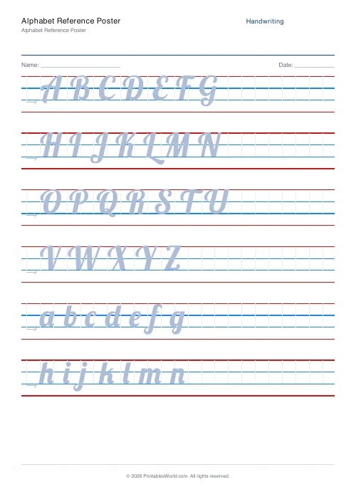 Free printable handwriting practice (Lobster (cursive)), PDF download