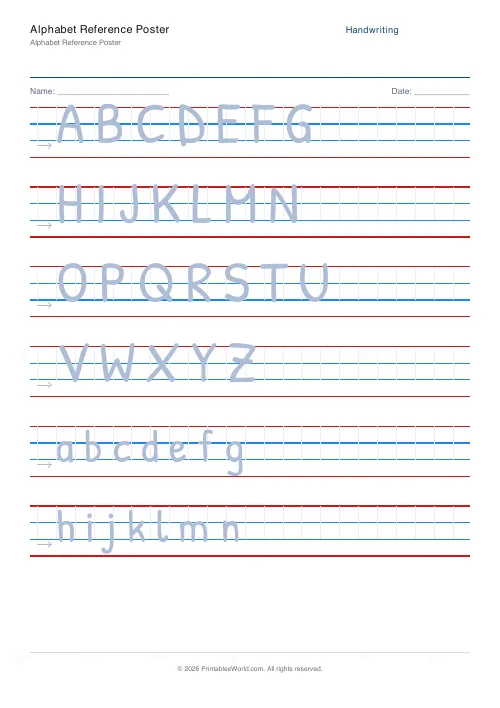 Free printable handwriting practice (Cursive (joined)), PDF download