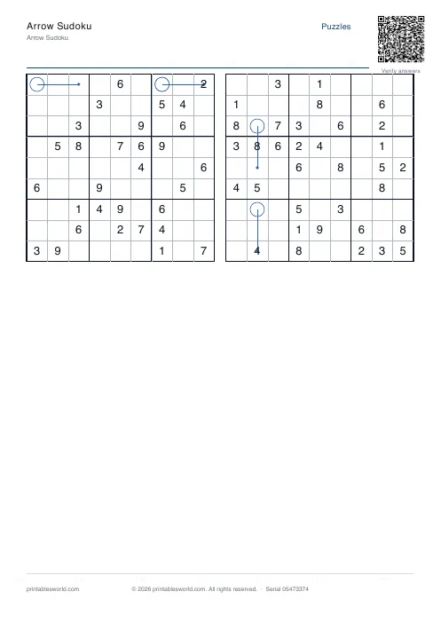 Free printable arrow Sudoku PDF — sheet 12