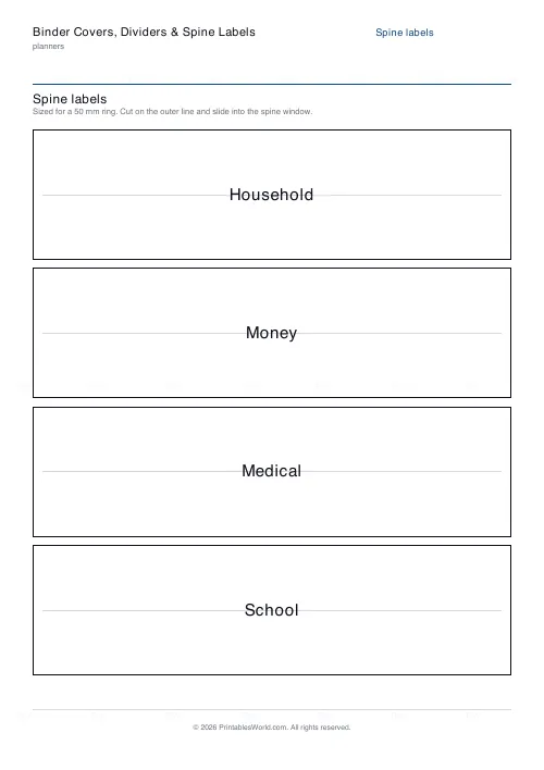 Free printable binder cover and divider (Spine labels), PDF download