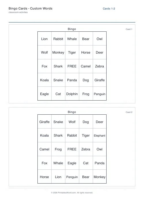Free printable bingo card (5×5), PDF download