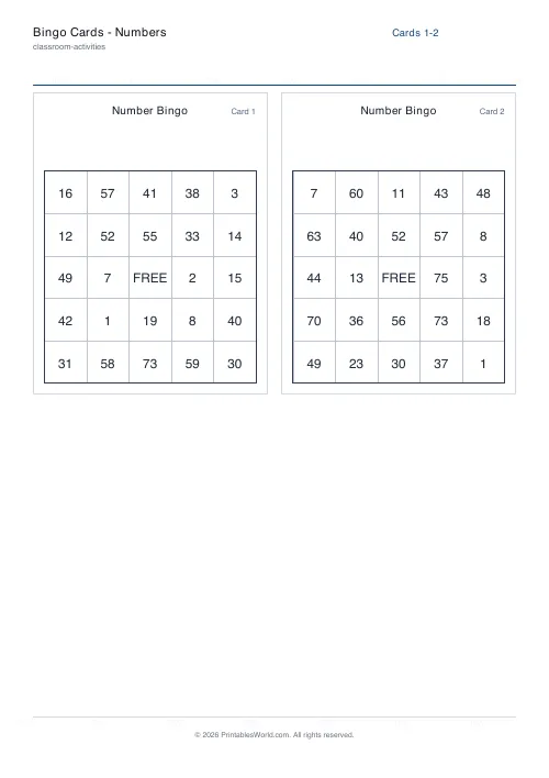 Free printable bingo card — 4 — PDF download
