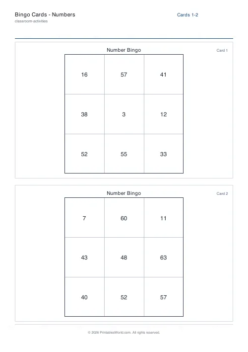 Free printable bingo card — 3×3, with answer key — PDF download