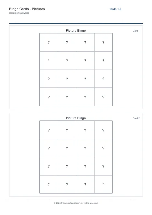 Free printable bingo card — 4×4, with answer key — PDF download