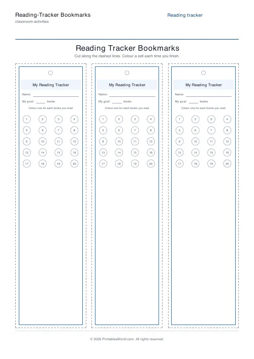 Free printable reading-tracker bookmark — Circles — PDF download