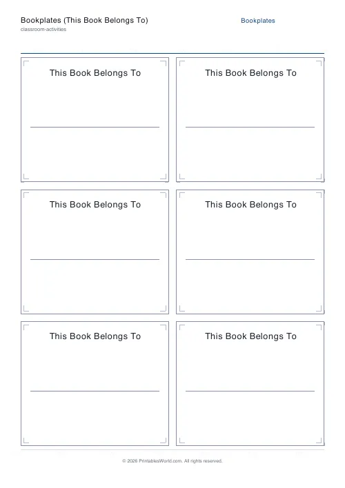 Free printable bookplates — PDF download
