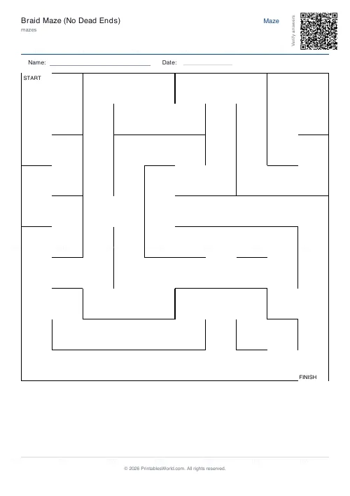 Free printable braid maze (10×10), PDF download