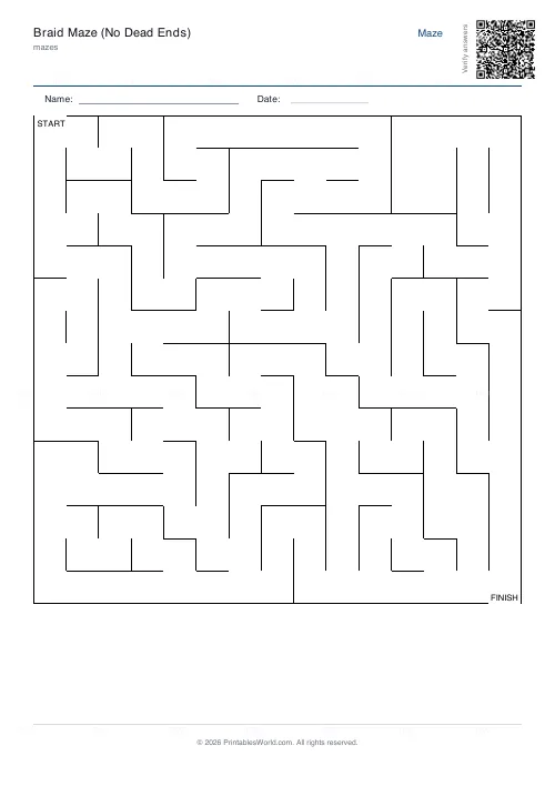 Free printable braid maze (15×15), PDF download