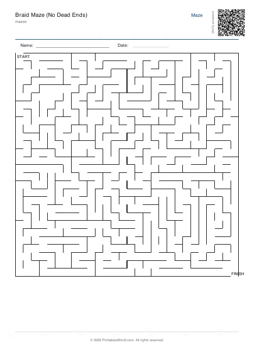 Free printable braid maze (28×28), PDF download