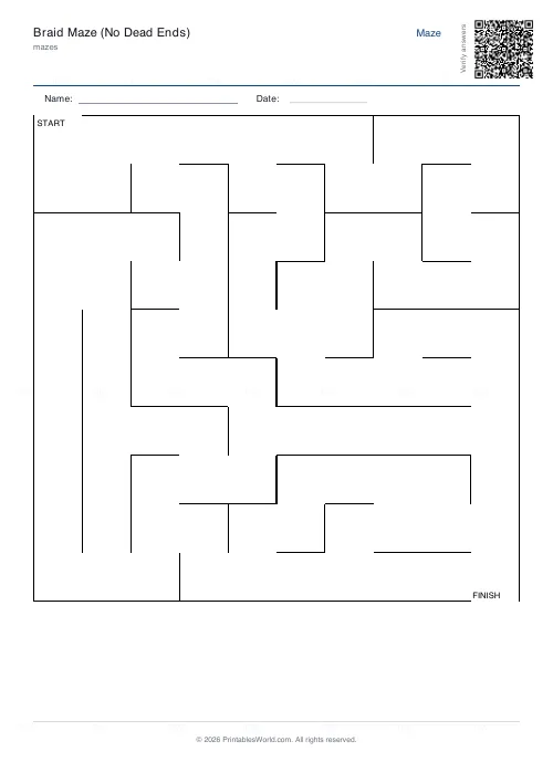 Free printable braid maze (10×10, with answer key), PDF download