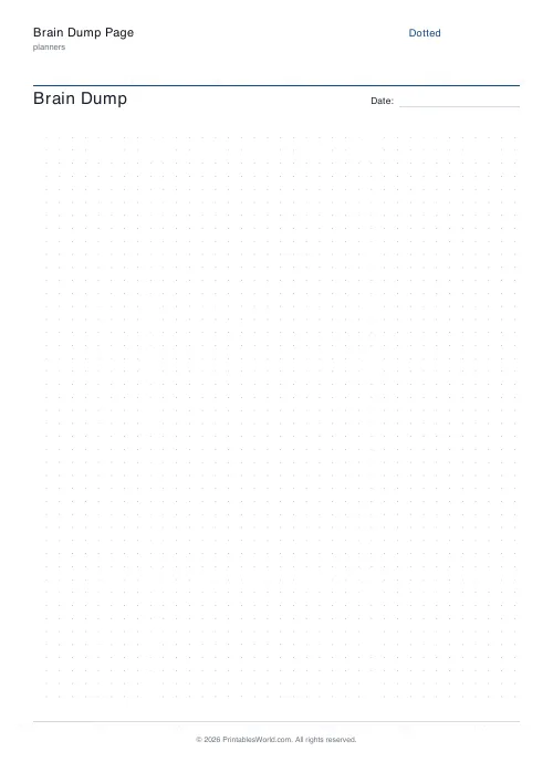 Free printable brain dump page — Dotted grid — PDF download