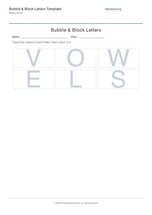 Free printable bubble & block letters (Custom word letters), PDF download