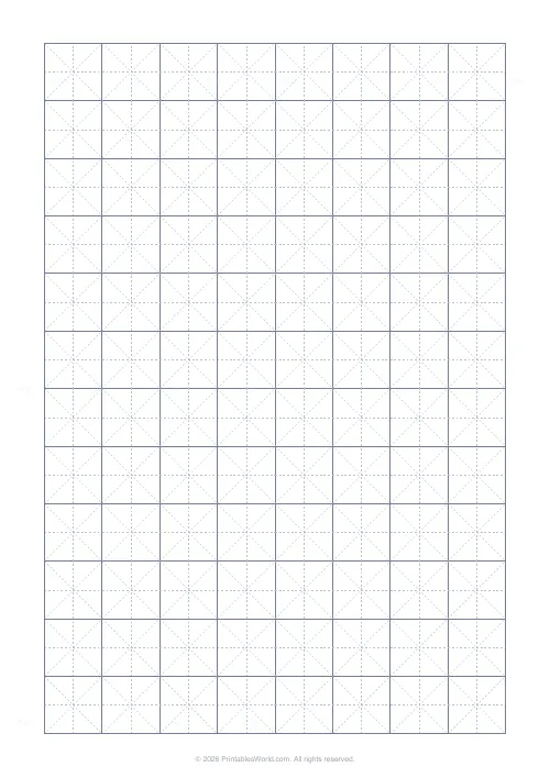 Free printable Chinese character practice grid (Mi Zi Ge (cross + diagonals)), PDF download