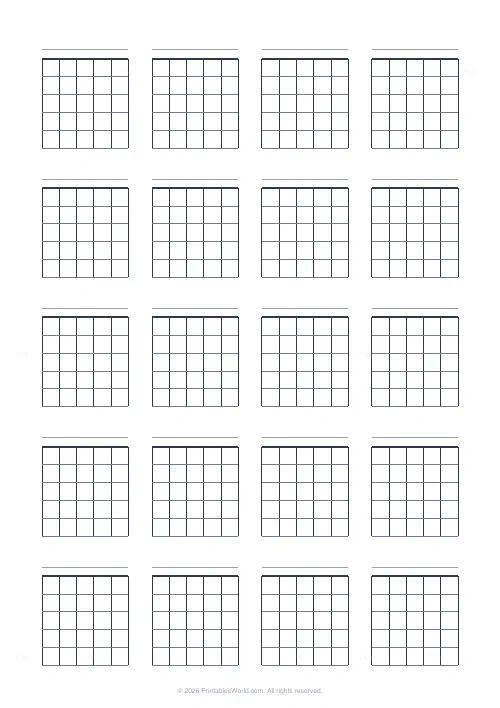 Free printable blank chord chart sheet (Guitar (6 strings)), PDF download