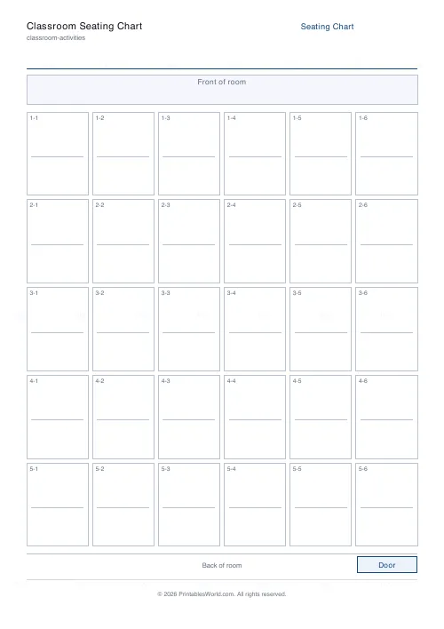 Free printable classroom seating chart (Exclude), PDF download