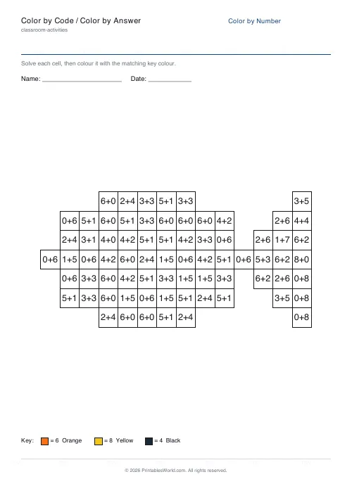 Free printable color-by-number worksheet — Fish — PDF download