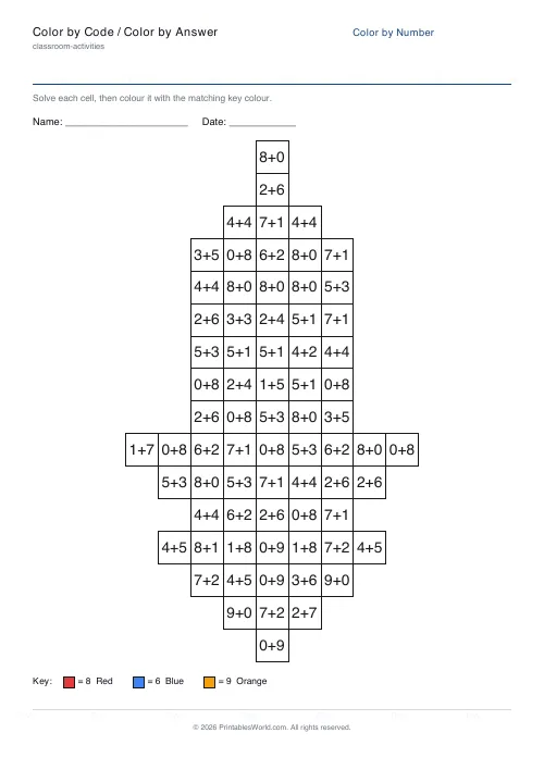 Free printable color-by-number worksheet — Rocket — PDF download