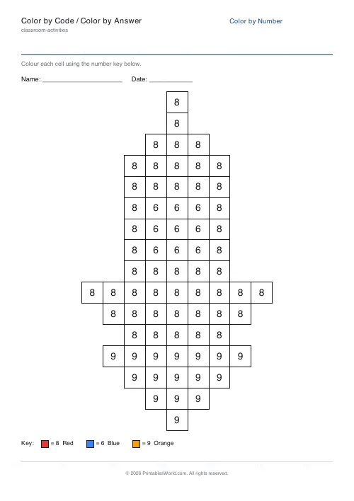 Free printable color-by-number worksheet — Number — PDF download