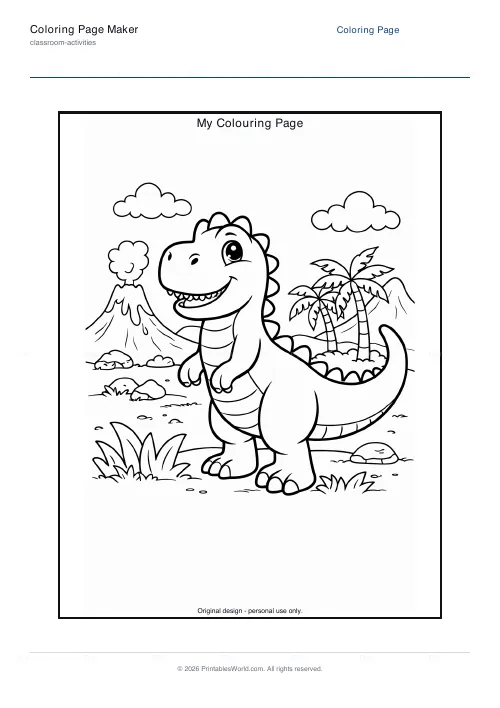 Free printable coloring page (Dinosaur), PDF download