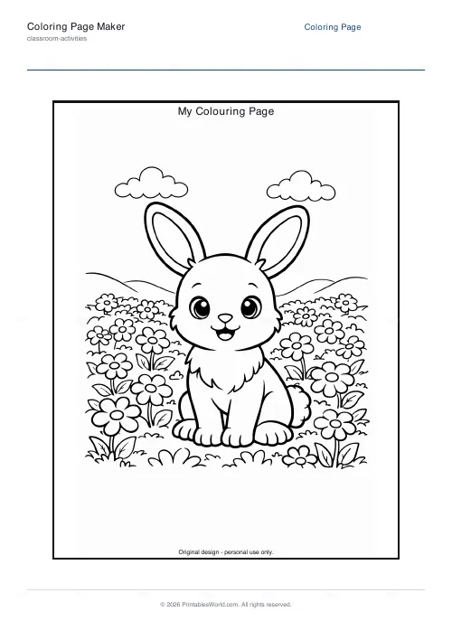 Free printable coloring page (Bunny), PDF download