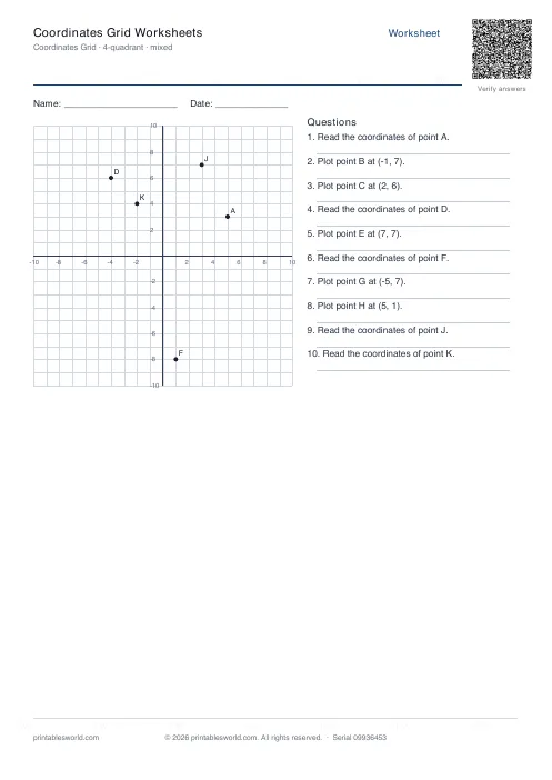 Free printable coordinates Grid Worksheets PDF — sheet 3