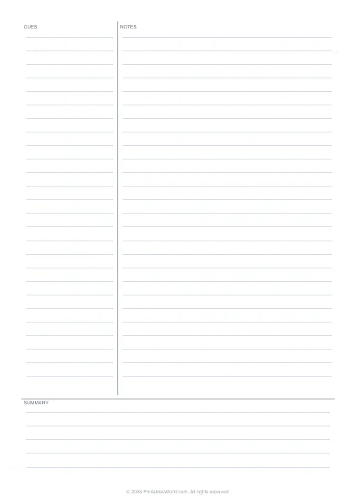 Free printable Cornell notes paper — PDF download