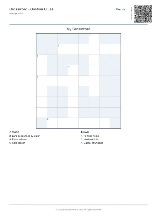 Free printable crossword puzzle — Auto fit — PDF download
