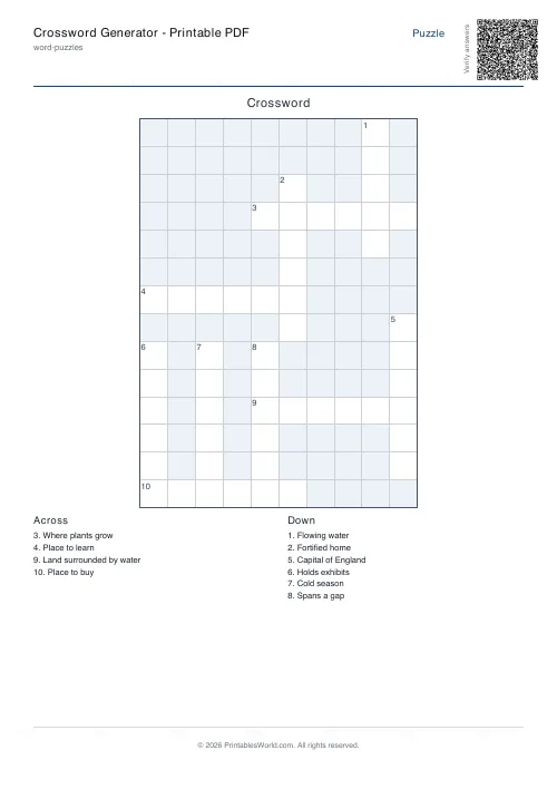 Free printable crossword puzzle — 15x15 — PDF download