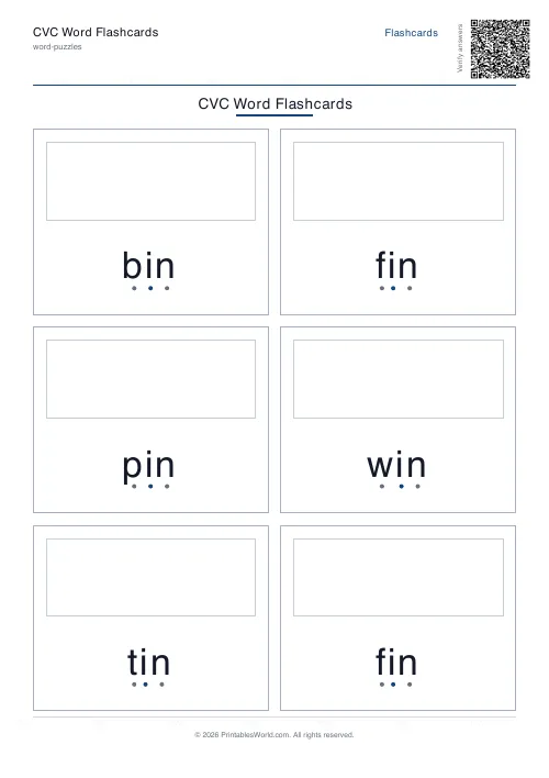 Free printable CVC word flashcard set — Short I — PDF download