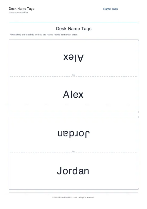 Free printable foldable desk name plate (2), PDF download
