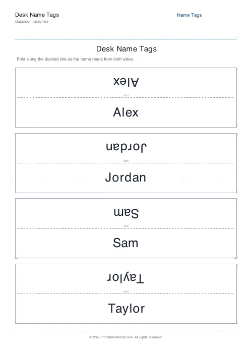 Free printable foldable desk name plate (4), PDF download