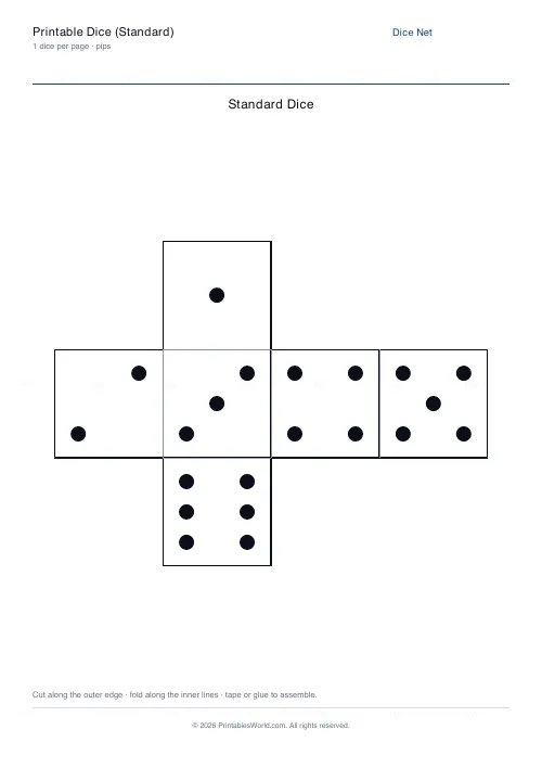 Free printable standard dice net (1), PDF download