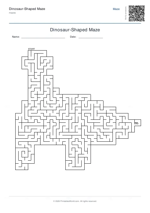 Free printable dinosaur maze (Coarse), PDF download
