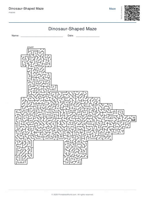 Free printable dinosaur maze (Fine), PDF download