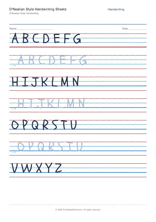 Free printable handwriting practice (Schoolbell), PDF download