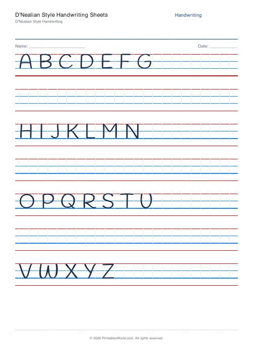 Free printable handwriting practice (Blank (copy only)), PDF download
