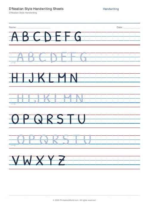 Free printable handwriting practice (Patrick Hand), PDF download