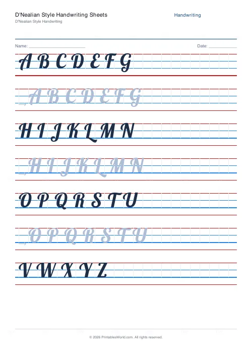 Free printable handwriting practice (Lobster (cursive)), PDF download