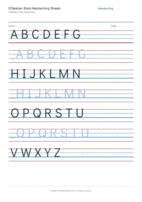 Free printable handwriting practice (Didact Gothic (print)), PDF download
