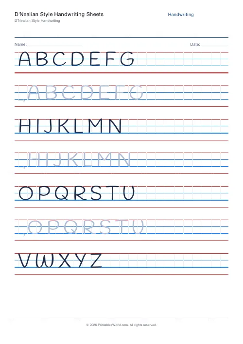 Free printable handwriting practice (Cursive (joined)), PDF download