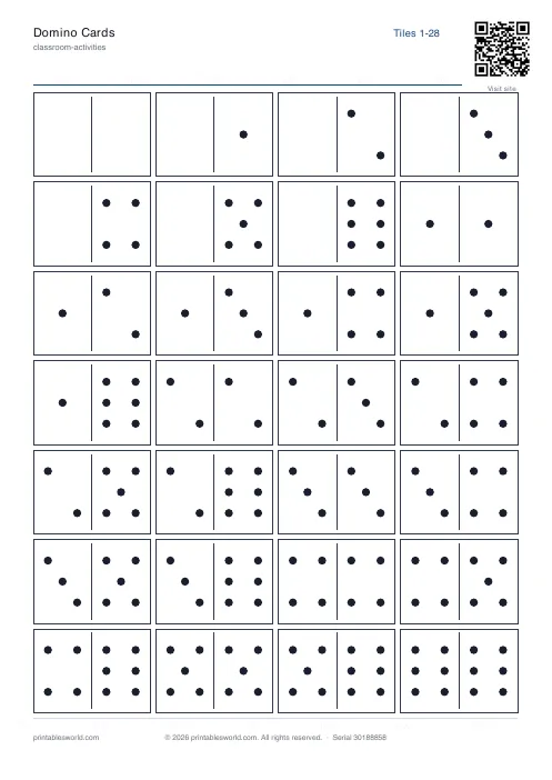 Free printable domino Cards PDF — sheet 1