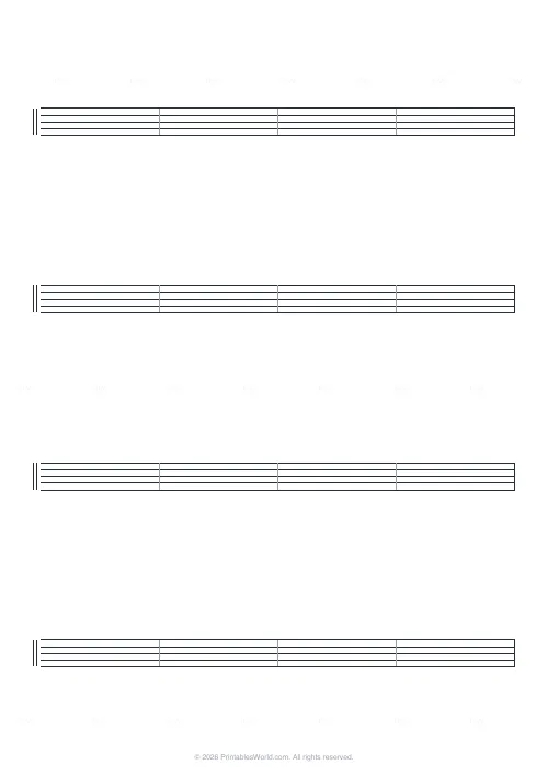 Free printable drum notation paper — 4 staves — PDF download