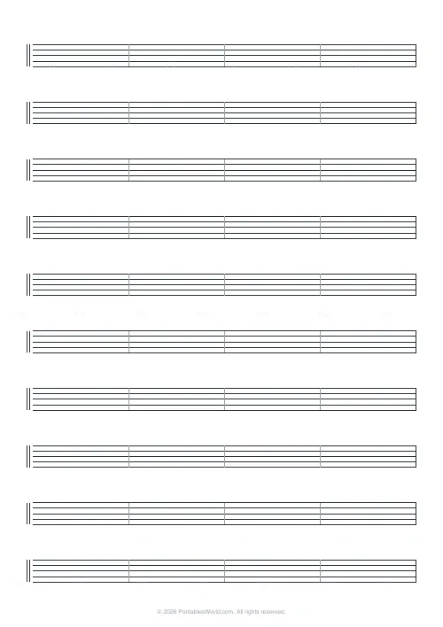 Free printable drum notation paper — 10 staves — PDF download